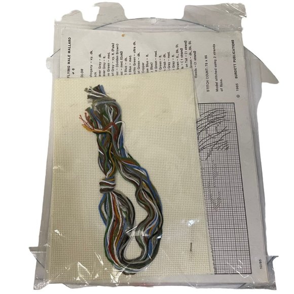 Vintage 1985 Dale Burdett Cross-Stitch Kit CK229"Flying Mallard with Cattails - Picture 7 of 8